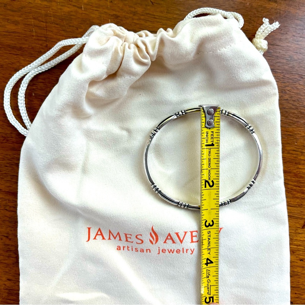 James Avery Retired 925 Sterling Silver Thatch Station Bangle Bracelet - Picture 5 of 7